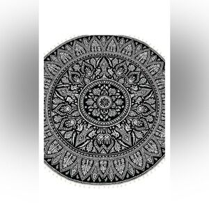 Bohemian Black & White Round Mandala Tapestry XL